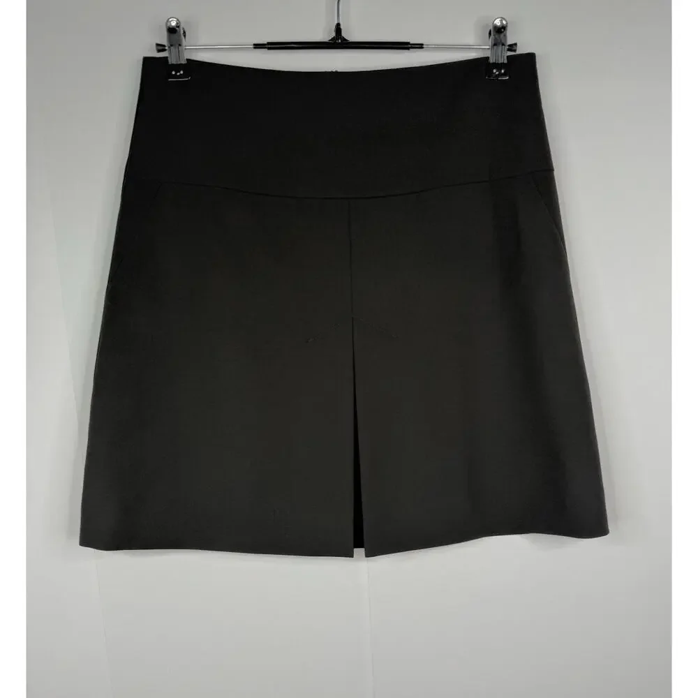 Coach Women's Sz 2 Wool‎ Blend Inverted Pleat A-Line Mini Skirt Black Academia
